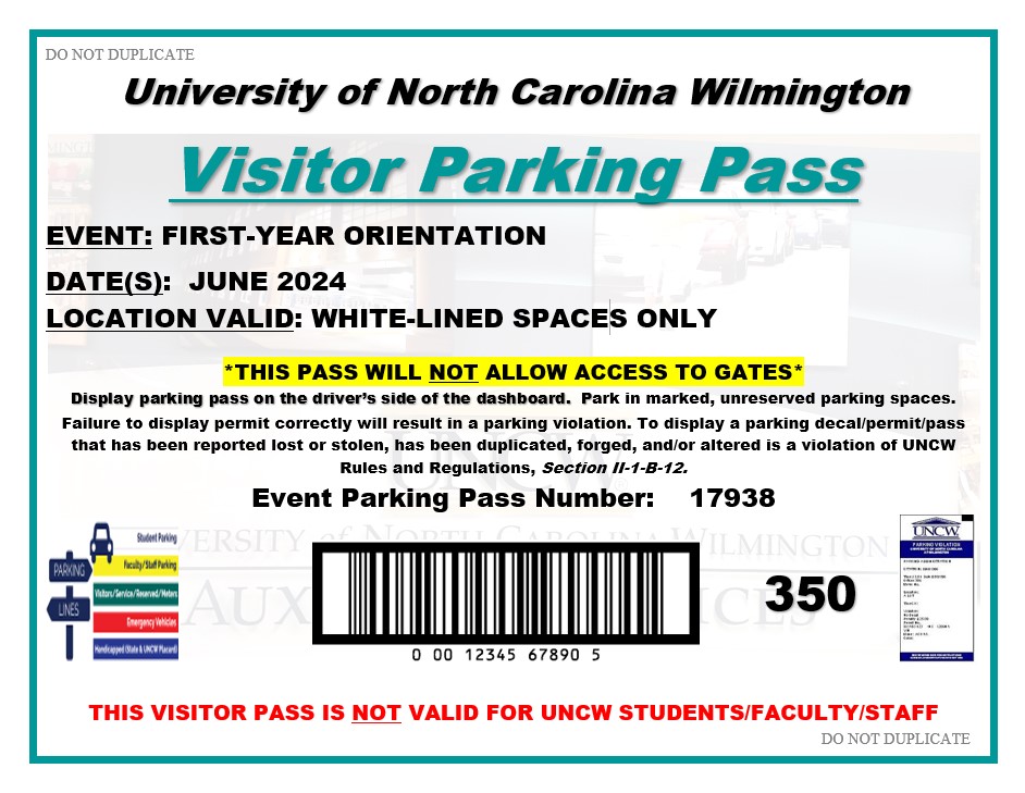 June 2024 Orientation Parking Pass